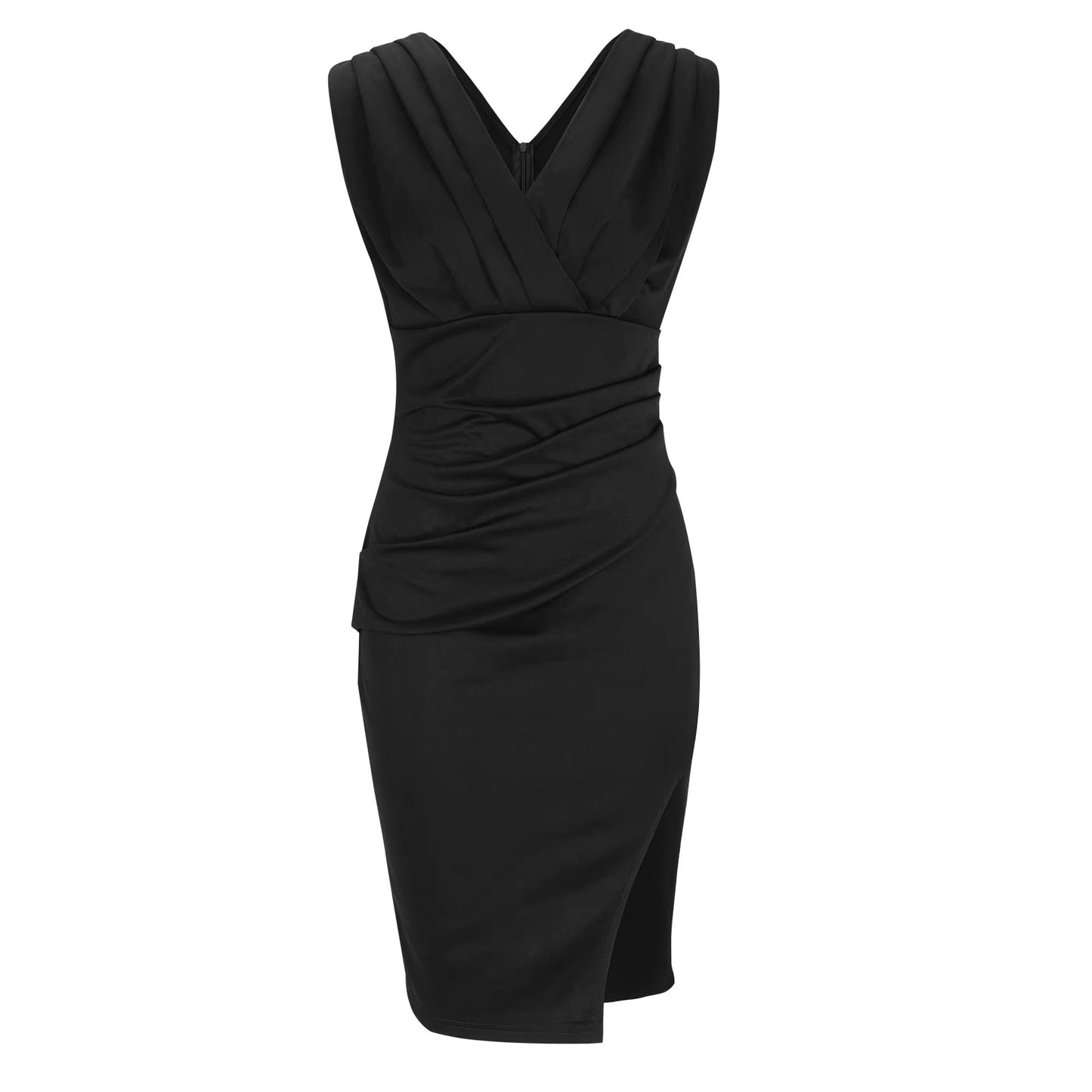 Robe Fendue Légère Sans Manches Taille Cintrée