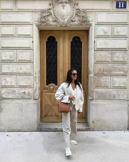 Cardigan Fashion Col Polo Oversize