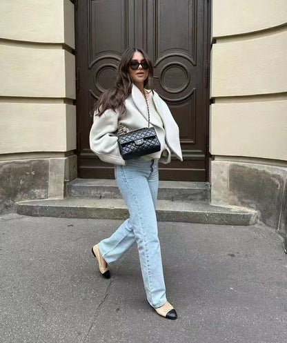 Cardigan Fashion Col Polo Oversize