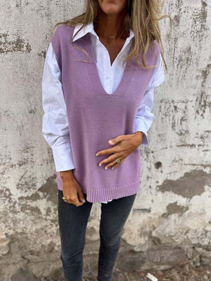 Gilet en maille à col en V