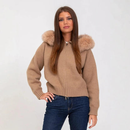 Cardigan à Capuche en Fourrure