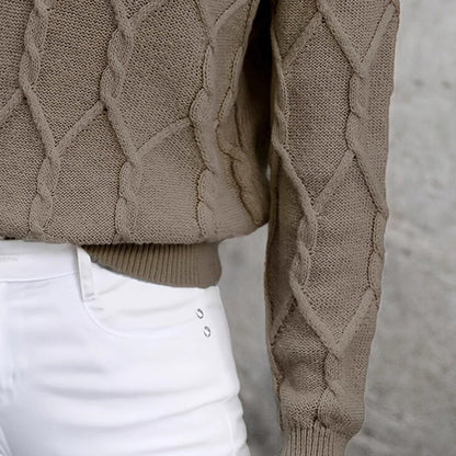 Pull à col en V manches longues style décontracté