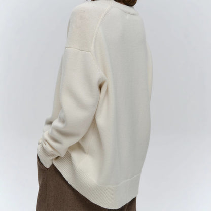 Pull-over ample et chaud, couleur unie, en maille.