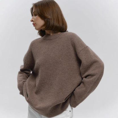 Pull-over ample et chaud, couleur unie, en maille.