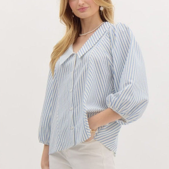 Chemise Sweet Doll, Revers Cranté et Manches Bouffantes