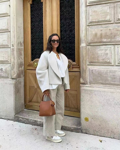 Cardigan Fashion Col Polo Oversize